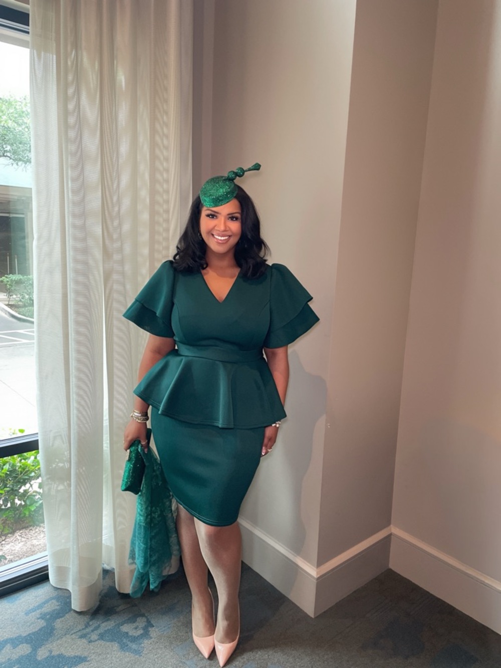 Green Peplum Pencil Skirt - Classic Women's Cocktail Skirt